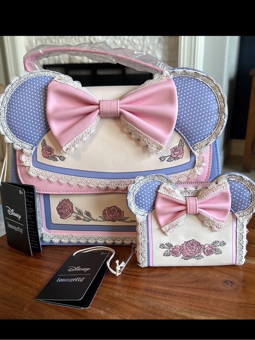 Loungefly Disney Minnie Mouse Floral & Lace Crossbody Bag With Matching Wallet